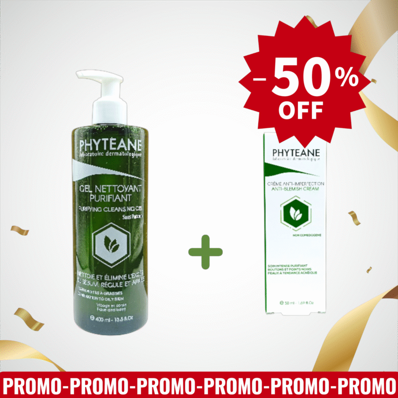 PHYTEANE PACK GEL NETTOYANT PURIFIANT 400ML+CREME ANTI-IMPERFECTION 50ML -50%