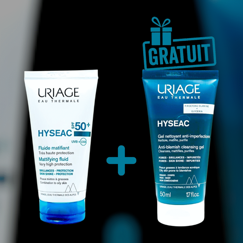URIAGE PACK HYSEAC FLUIDE SPF50 50ML + GEL NETTOYANT ANTI-IMPERFECTION 50ML OFFERT