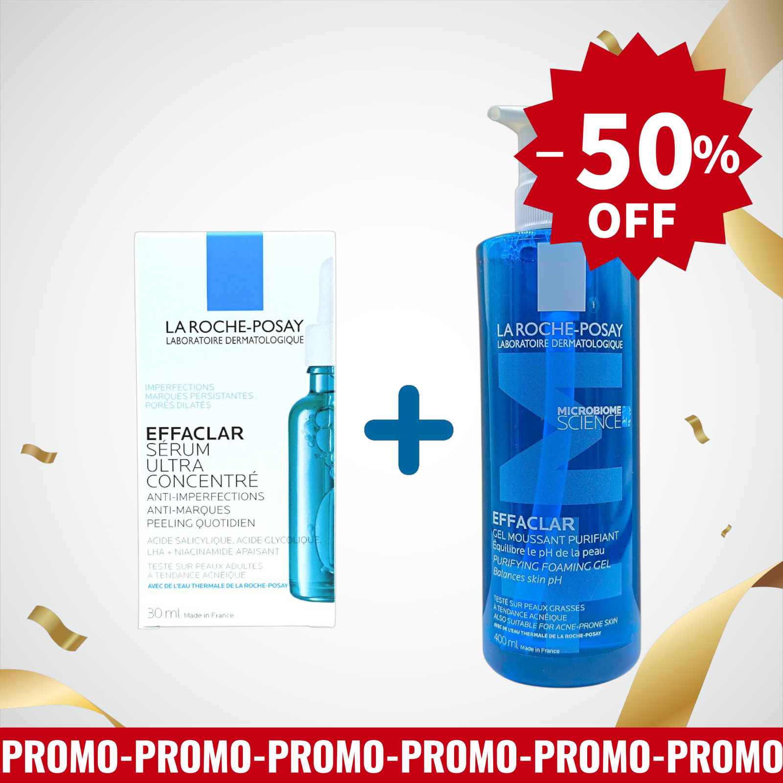 LA ROCHE POSAY PACK EFFACLAR SERUM 30ML +EFFACLAR GEL 400ML -50%