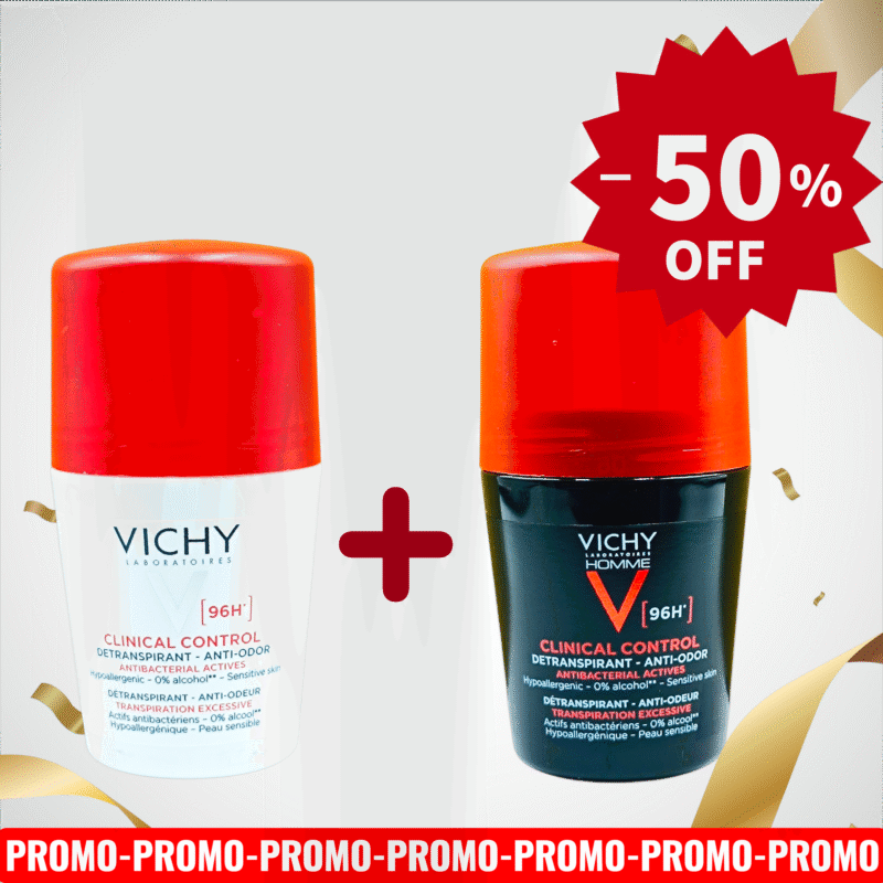 VICHY PACK DEODORANT CLINICAL 96H FEMME 50ML +CLINICAL 96H HOMME 50ML -50%