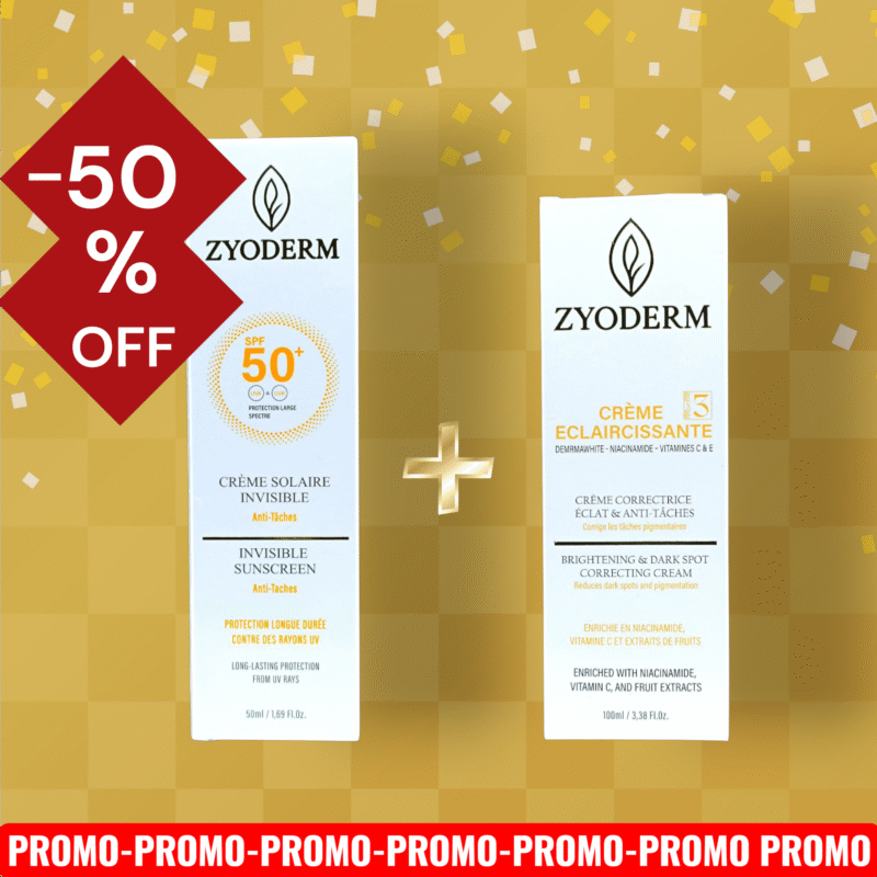 ZYODERM PACK CREME ECLAIRCISSANTE 100ML + CREME SOLAIRE INVISIBLE SPF50+ 50ML -50%