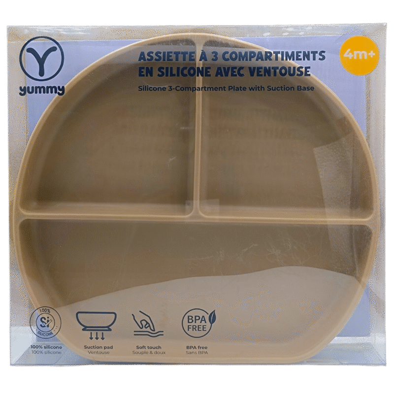 YUMMY ASSIETTE 3 COMPARTIMENTS EN SILICONE 4M+